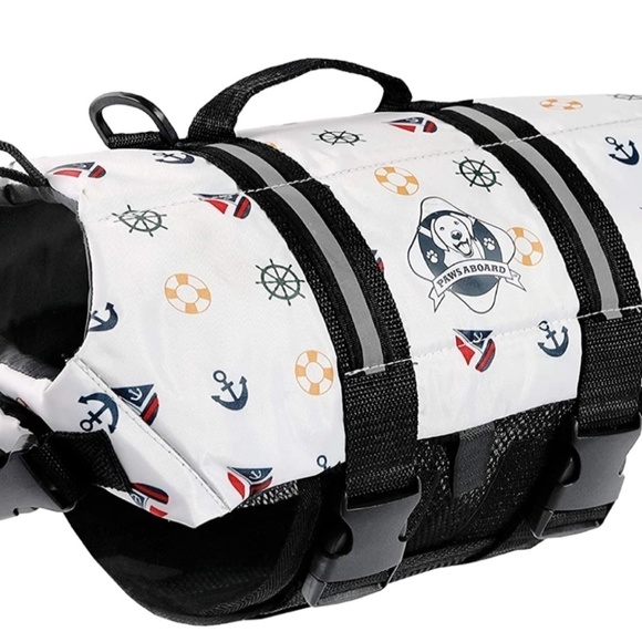 PAWS Aboard Nautical Print - Small Dog Life Vest - Picture 7 of 8